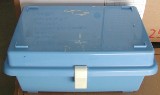 Entegris Storage Box, Holds (2), Three Swing Pin, 4", 100mm, Light Blue