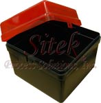 Hoya Square Storage  Box, Double Snap, Black Bottom, Red Clear Top