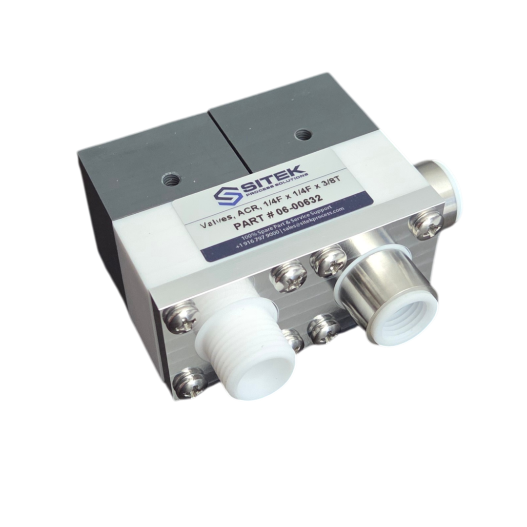 ACR Valve (1/4"F x 1/4"F x 3/8"T) for DI Water on SITEK & Semitool SRDs